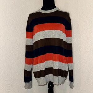 Old Navy Sweater Men's Large Multicolor Striped 100% Cotton Long Sleeve Pullover